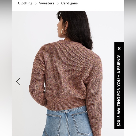 Madewell marled grey wood crop cardigan sweater - Picture 2 of 5